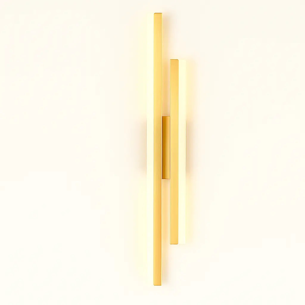 Applique murale dorée design vertical LED élégante en aluminium et acrylique