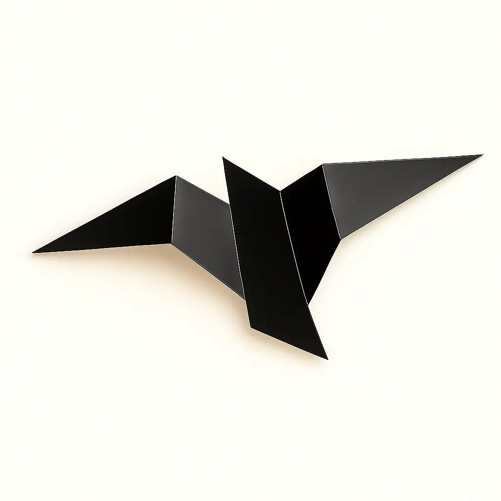 Applique murale dorée design origami LED métal noir peint fer acrylique sculptural