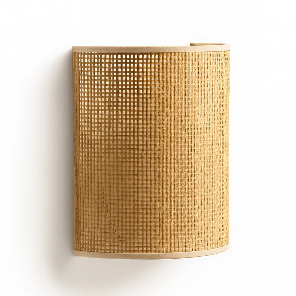 Applique murale bois en rotin naturel tressé design épuré scandinave