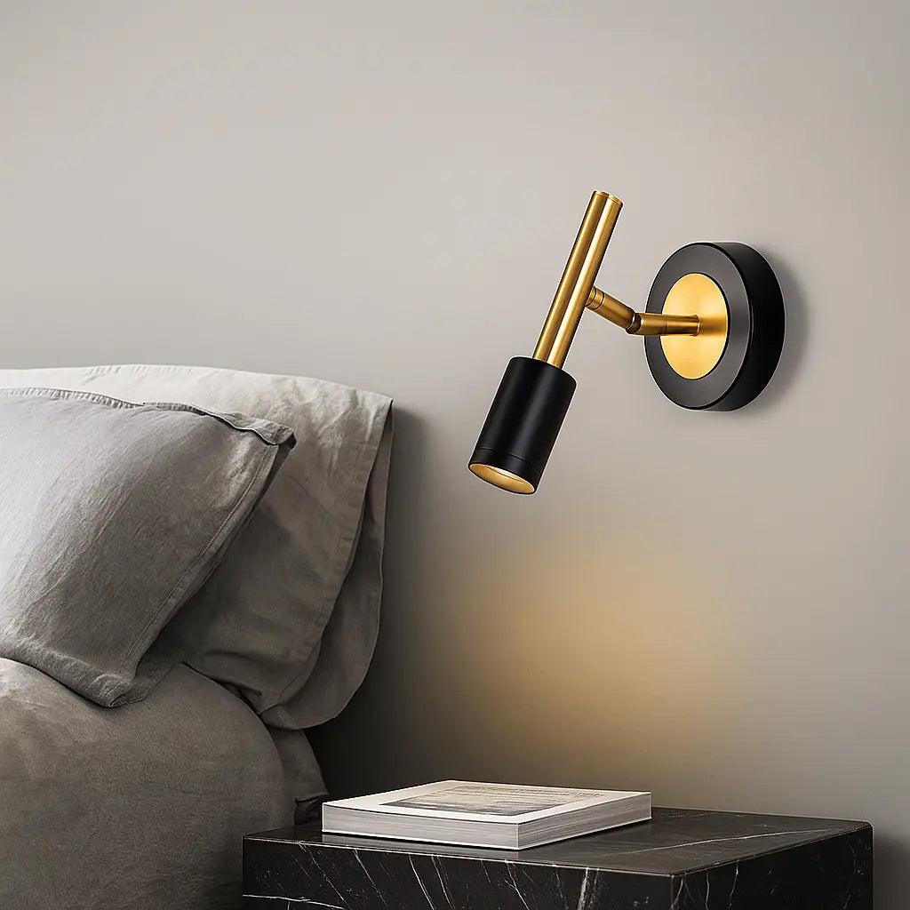 Applique murale dorée design géométrique en métal réglable LED intégrée