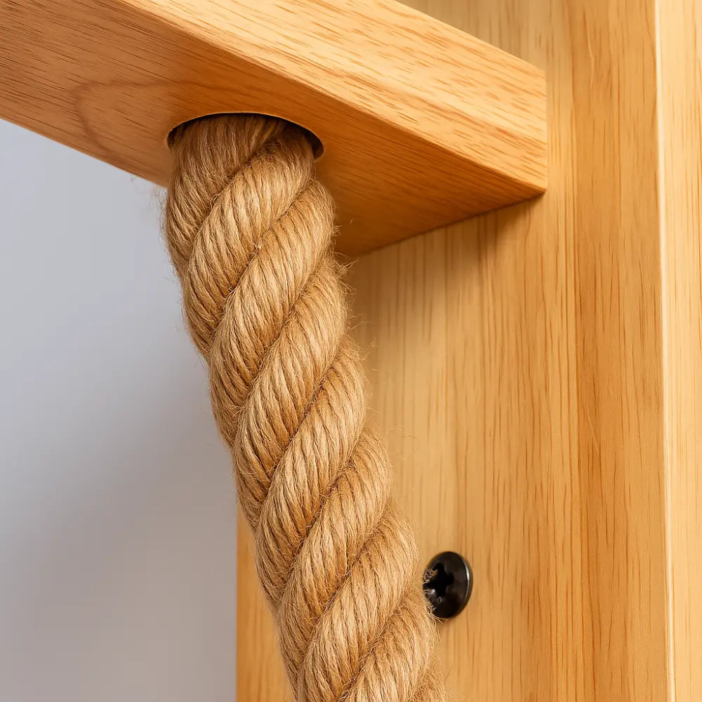 Applique murale bois style rustique corde naturelle éclairage doux ambiance