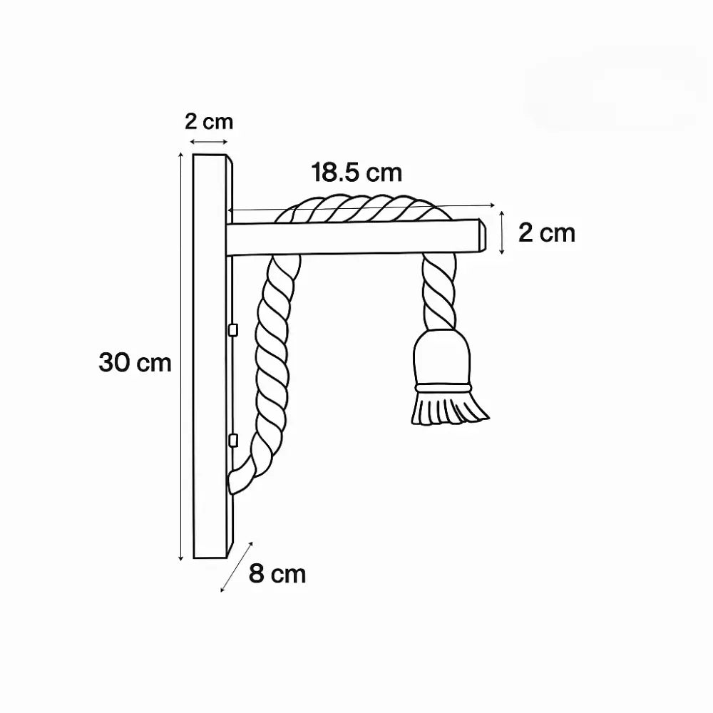 Applique murale bois style rustique corde naturelle éclairage doux ambiance