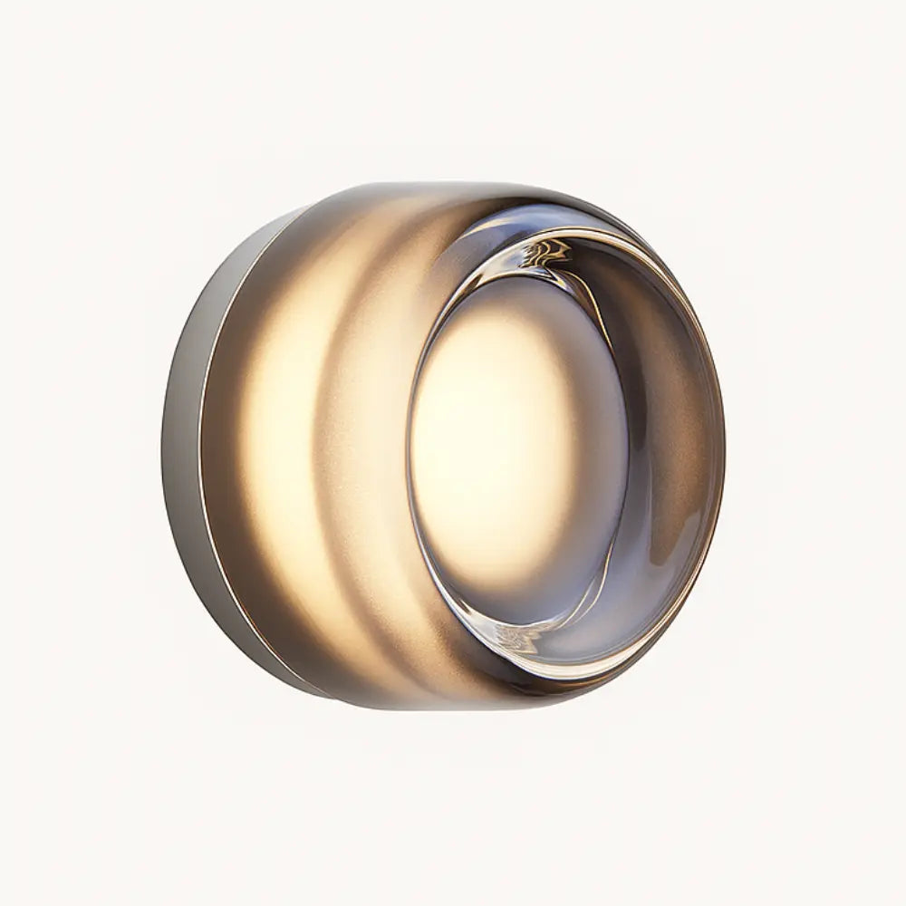 Applique murale en verre soufflé forme ronde métal blanc translucide LED