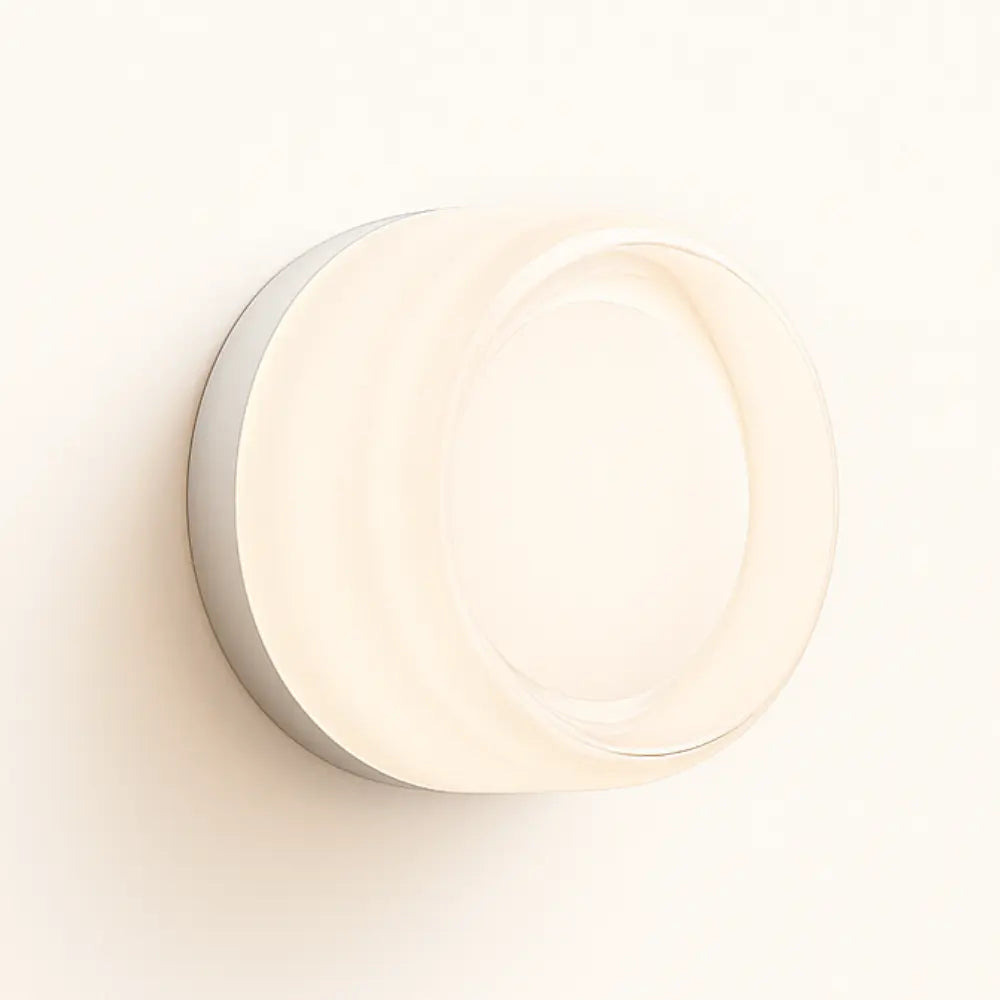 Applique murale en verre soufflé forme ronde métal blanc translucide LED