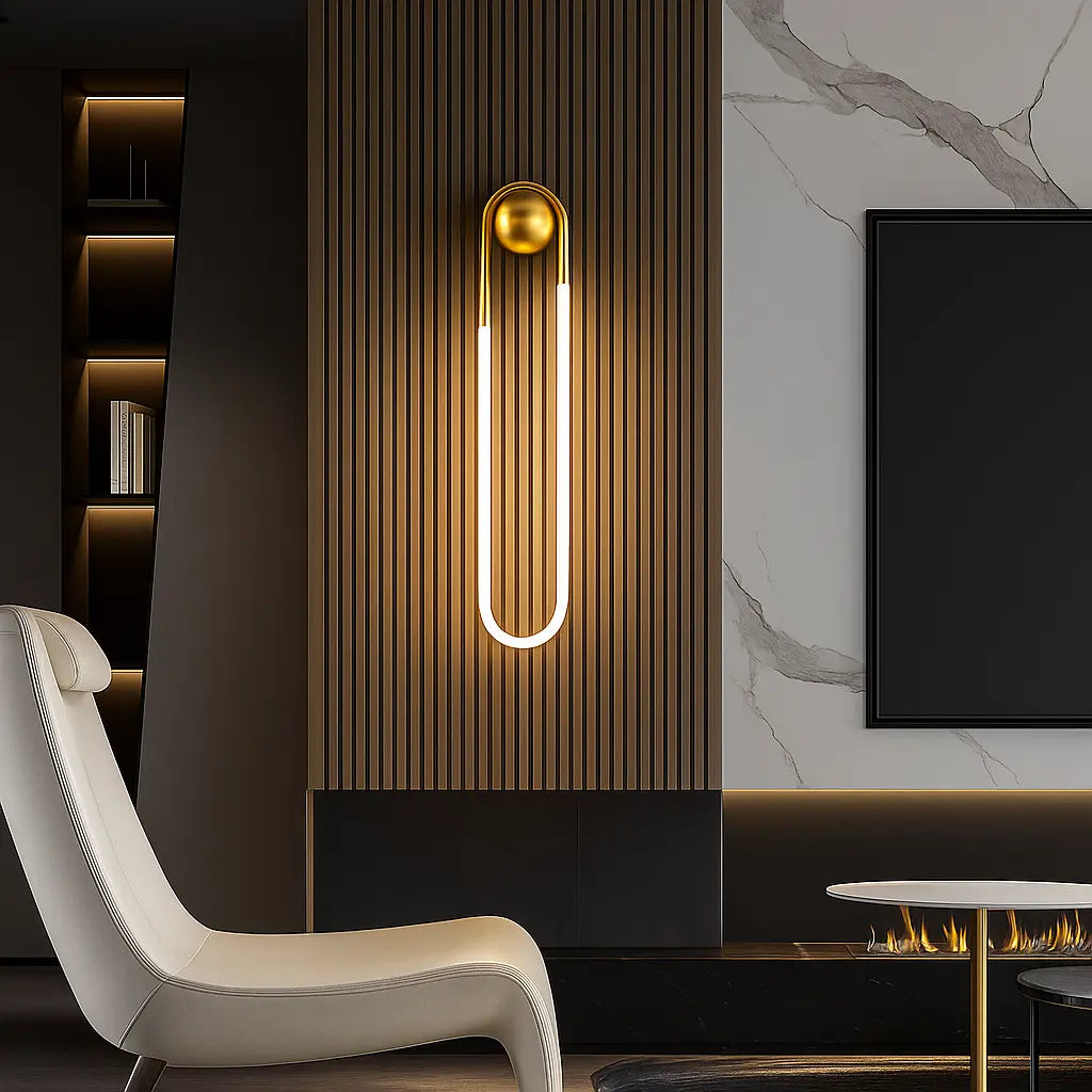 Applique murale dorée LED U inversé fer acrylique chambre salon