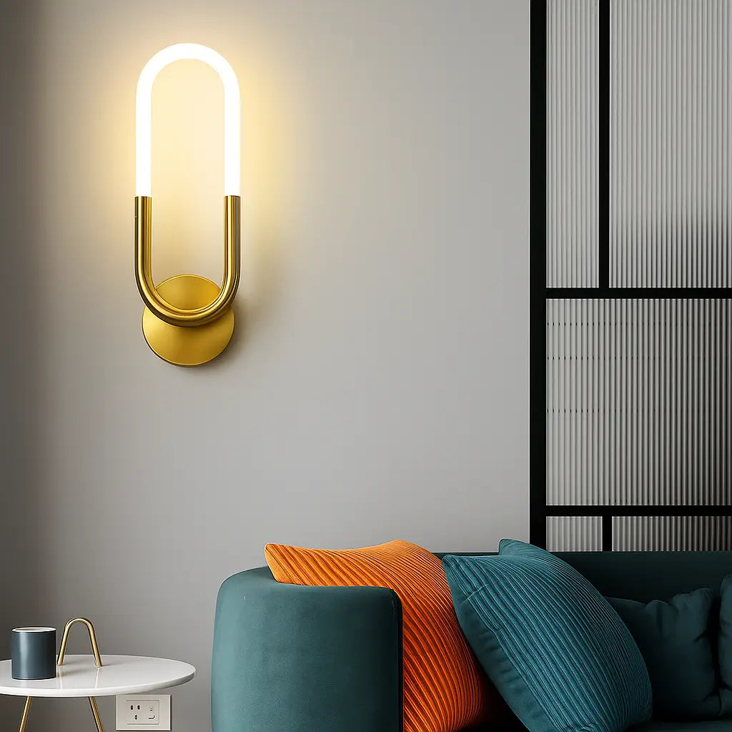 Applique murale dorée LED U inversé fer acrylique chambre salon