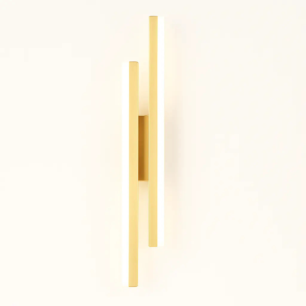 Applique murale dorée design vertical LED élégante en aluminium et acrylique