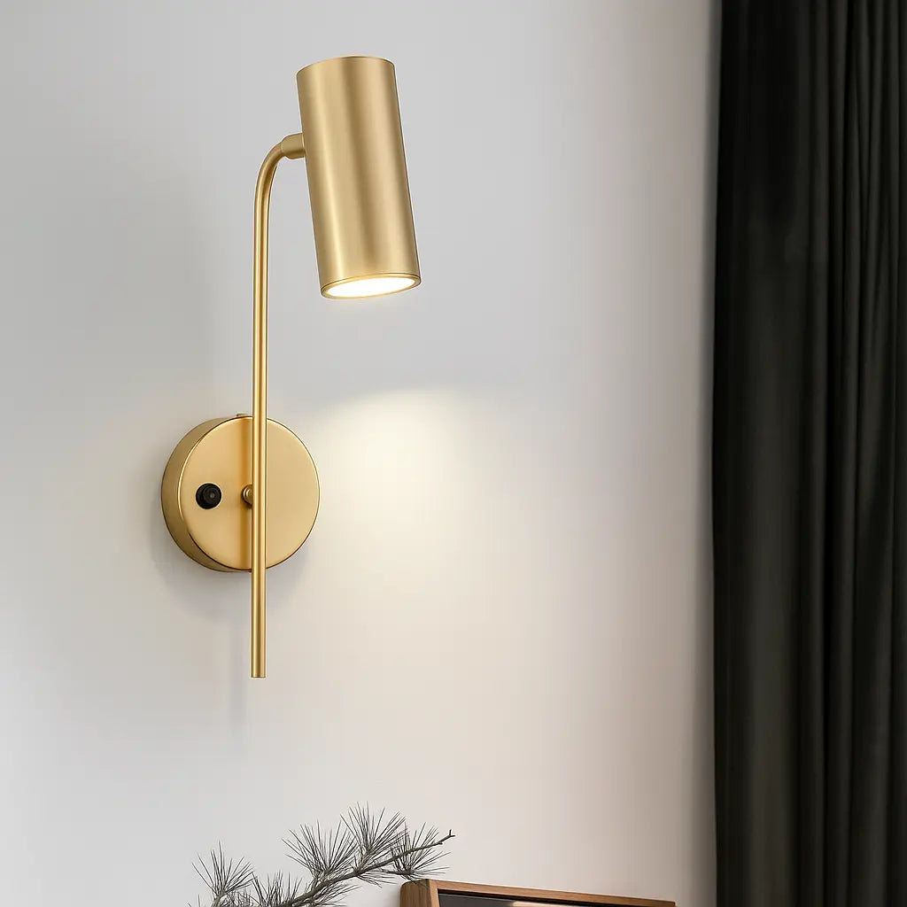 Applique murale dorée orientable en métal LED ajustable pour chevet ou bureau