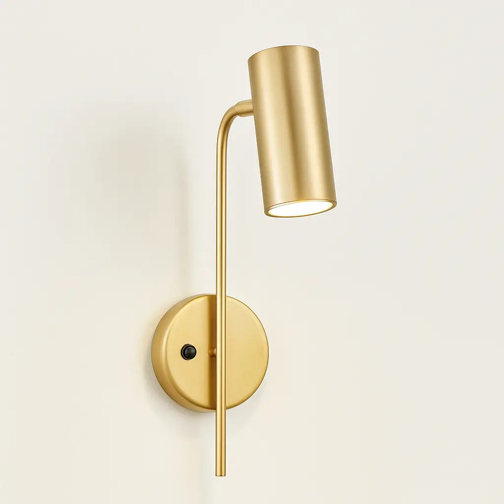 Applique murale dorée orientable en métal LED ajustable pour chevet ou bureau