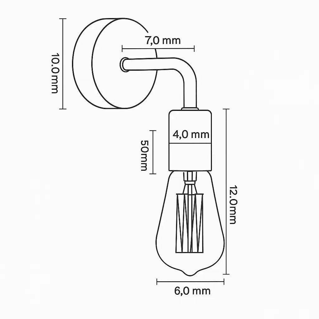 Applique murale bois design moderne métal noir douille arrondie LED E14