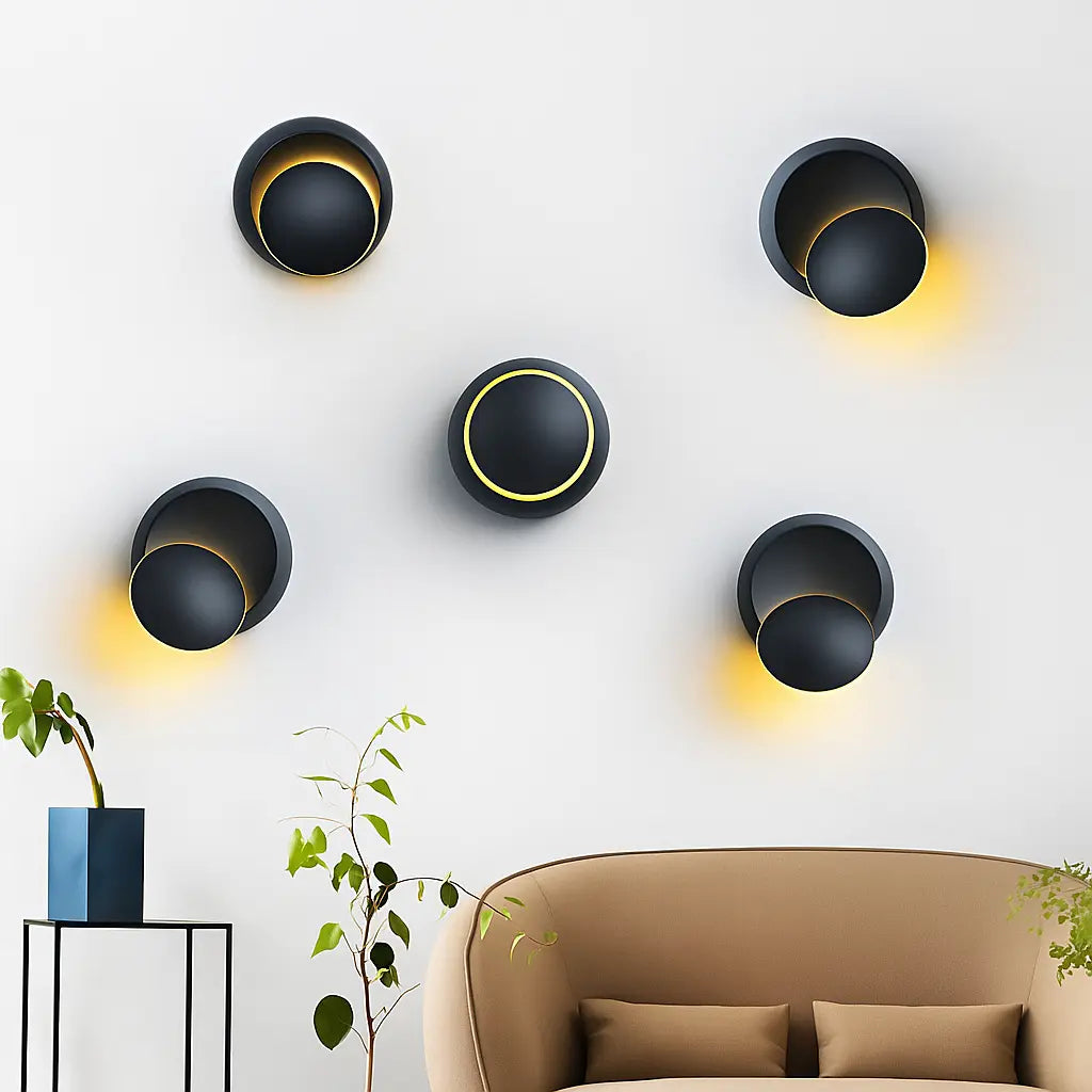 Applique murale ronde LED rotative ajustable en aluminium moderne