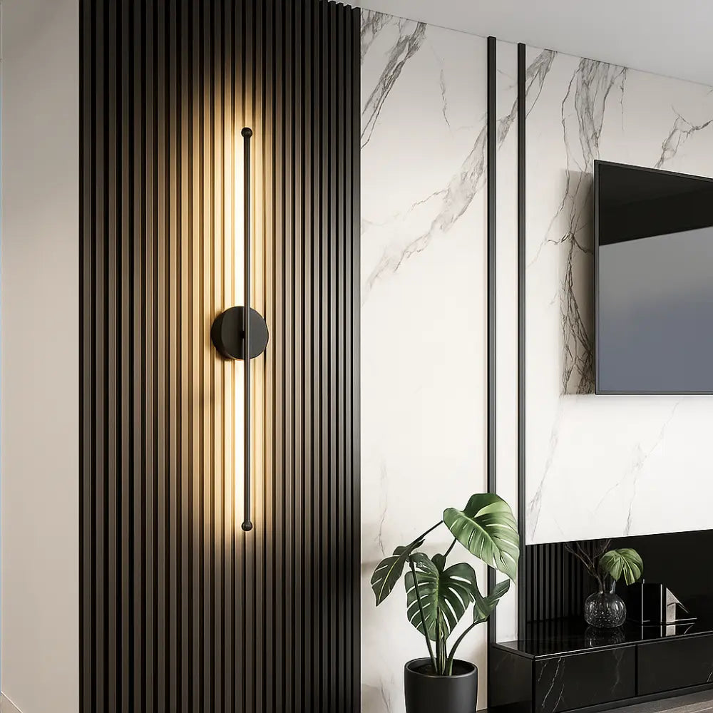 Applique murale salle de bain LED noire aluminium design vertical intégrée eco-friendly