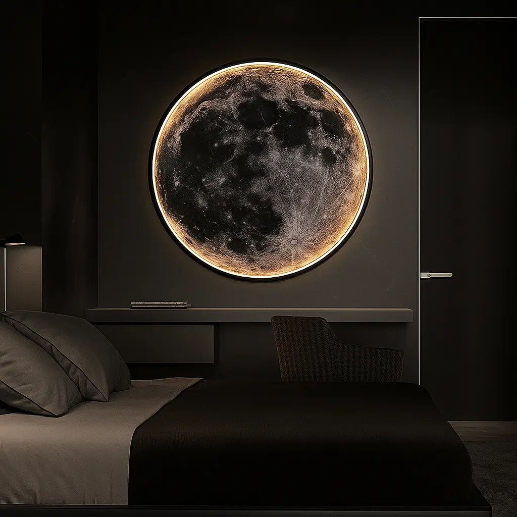 Applique murale ronde LED Lune métal revêtement 3D dimmable 220V