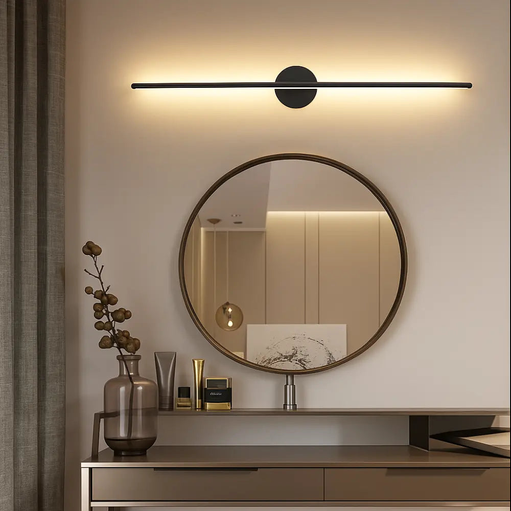 Applique murale salle de bain LED noire aluminium design vertical intégrée eco-friendly