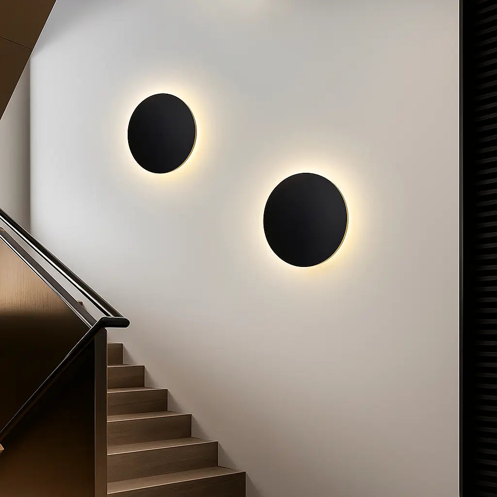 Applique murale ronde LED design minimaliste alliage noir intégration simple