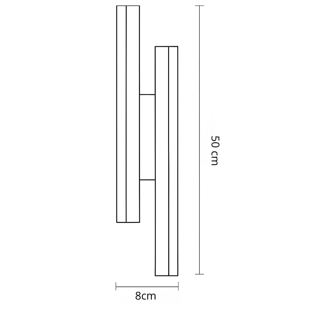 Applique murale dorée design vertical LED élégante en aluminium et acrylique