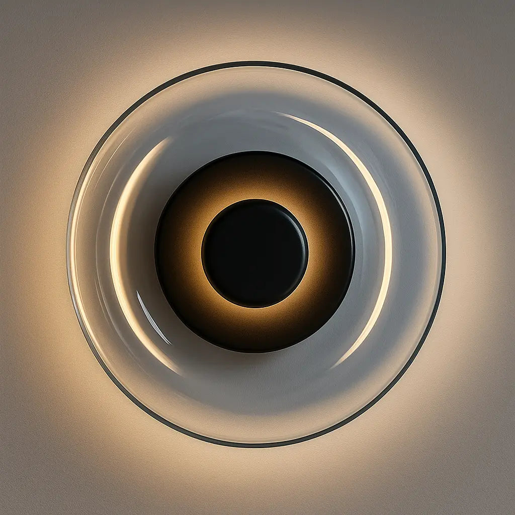 Applique murale ronde design LED verre doré superposition circulaire ambiance cosy