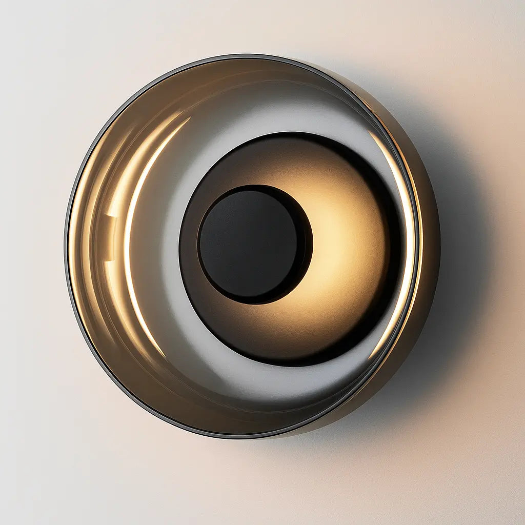 Applique murale ronde design LED verre doré superposition circulaire ambiance cosy