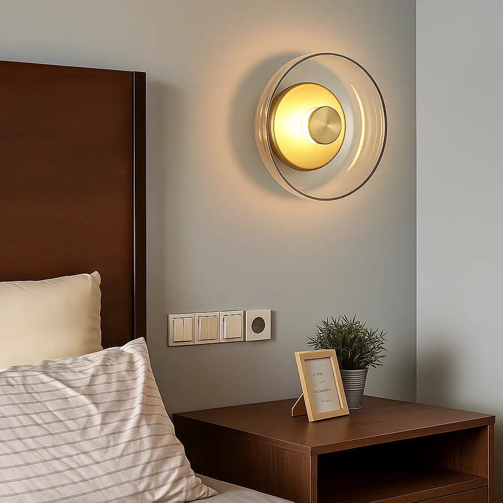 Applique murale en verre LED ronde design minimaliste en aluminium et verre