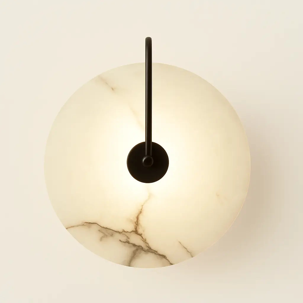 **Applique murale dorée LED en marbre circulaire design minimaliste**