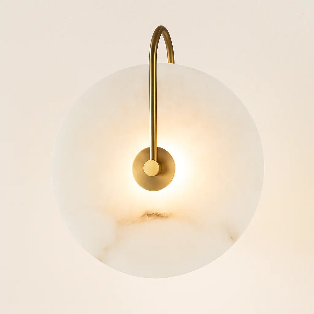 **Applique murale dorée LED en marbre circulaire design minimaliste**