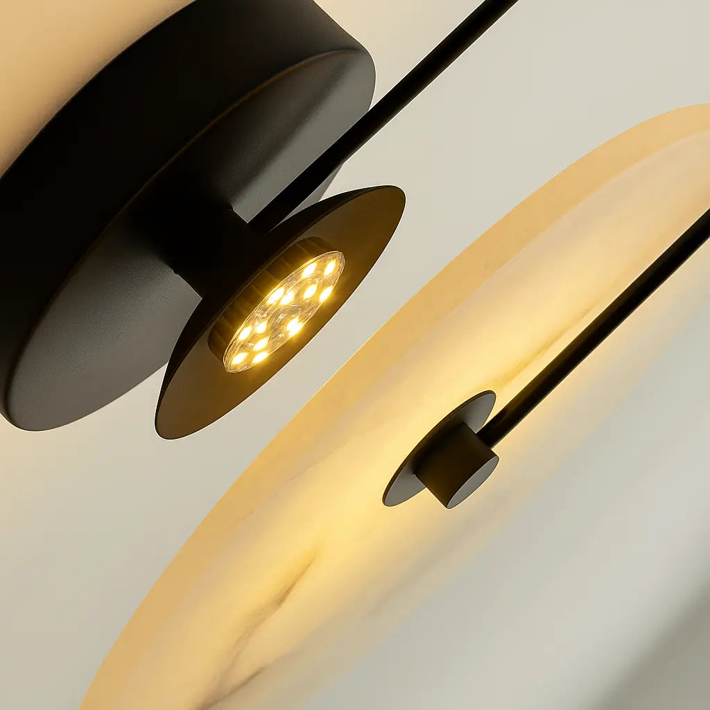 **Applique murale dorée LED en marbre circulaire design minimaliste**