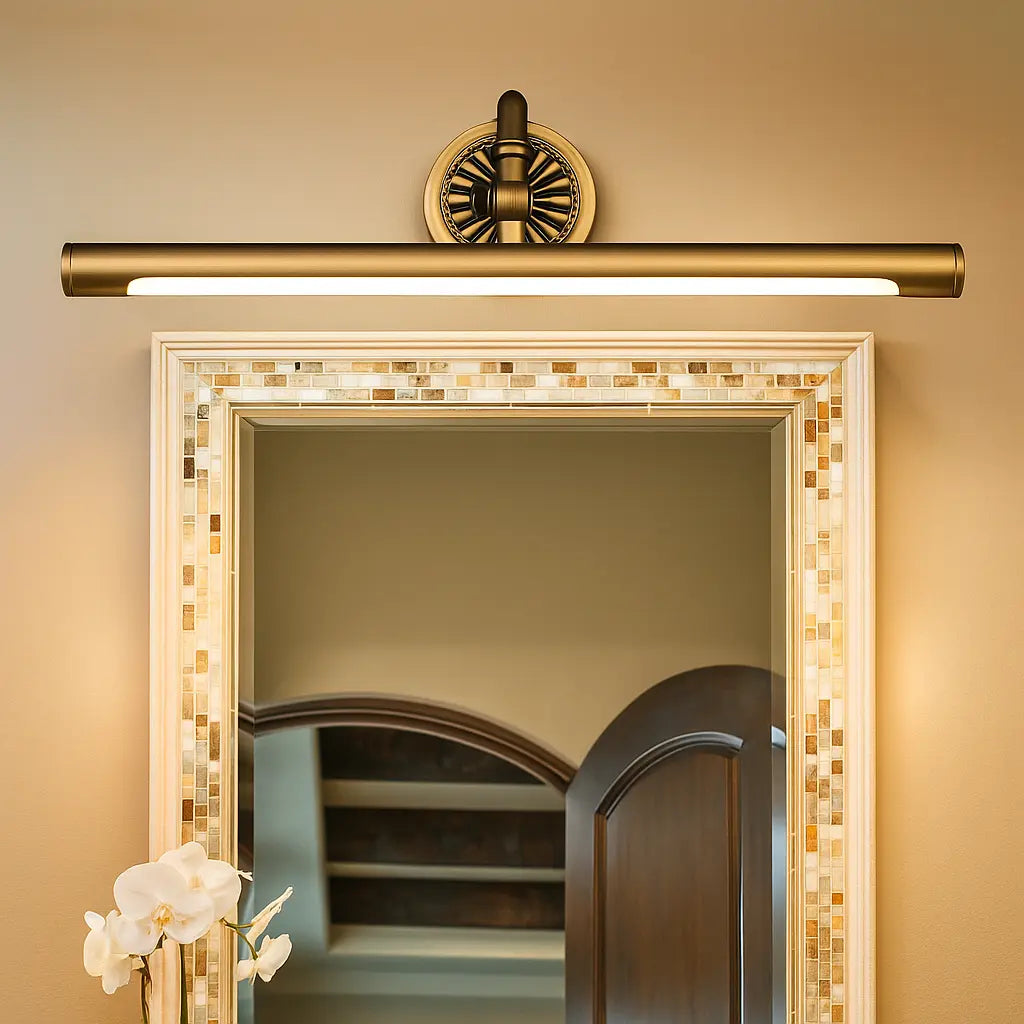 Applique murale dorée laiton rétro LED pour miroir salle de bain