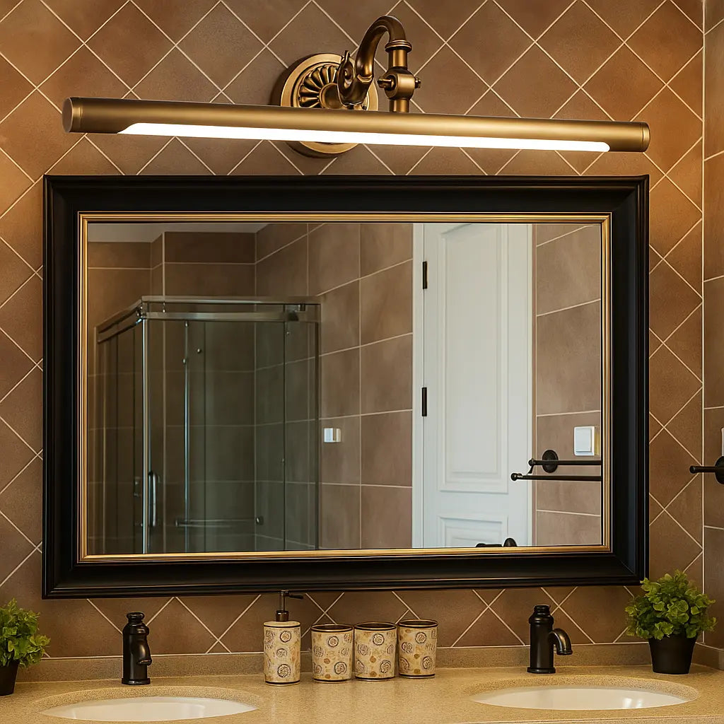 Applique murale dorée laiton rétro LED pour miroir salle de bain