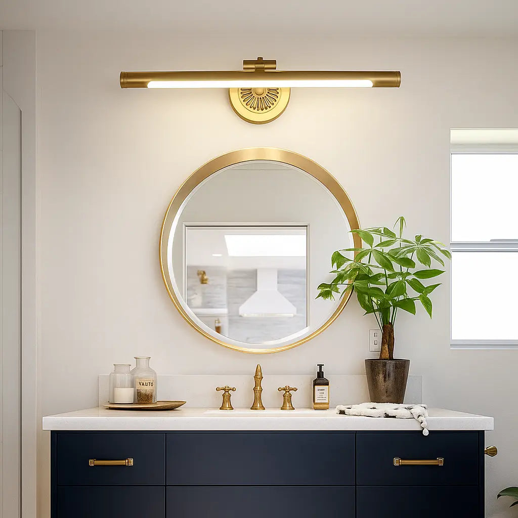 Applique murale dorée laiton rétro LED pour miroir salle de bain