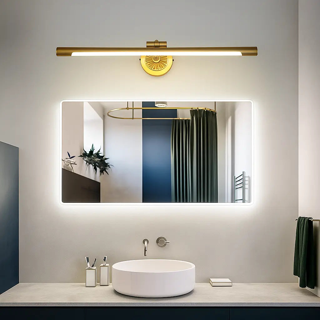 Applique murale dorée laiton rétro LED pour miroir salle de bain