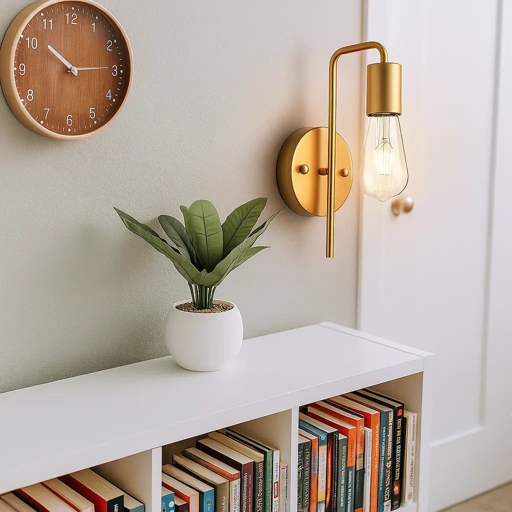 Applique murale dorée métal brossé design minimaliste style E27