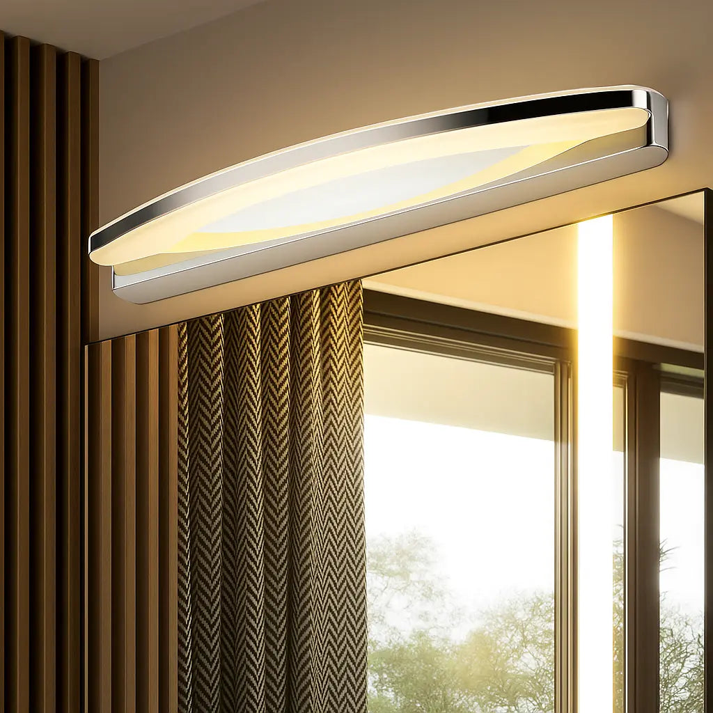 Applique murale salle de bain LED design chrome finition acrylique douce lumière directionnelle