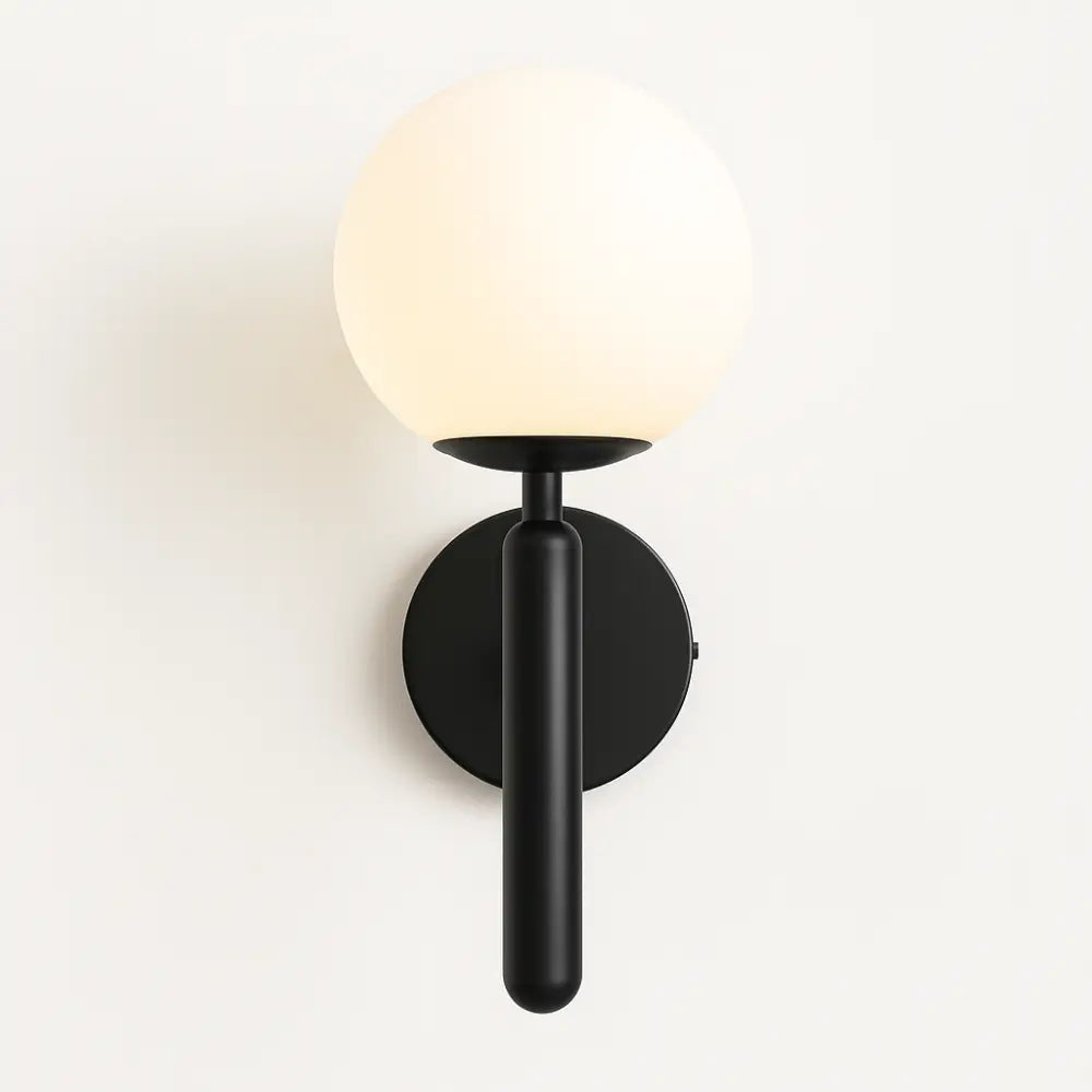 Applique murale dorée globe en verre, structure métallique robuste