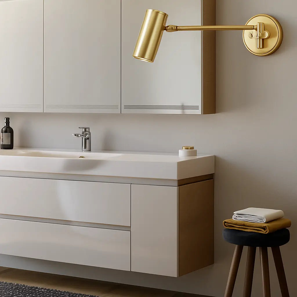 Applique murale dorée orientable métal style épuré bras articulé pivotant