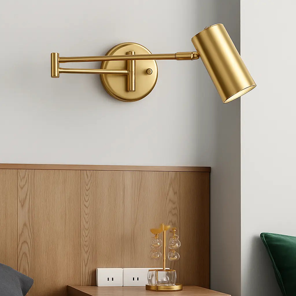 Applique murale dorée orientable métal style épuré bras articulé pivotant