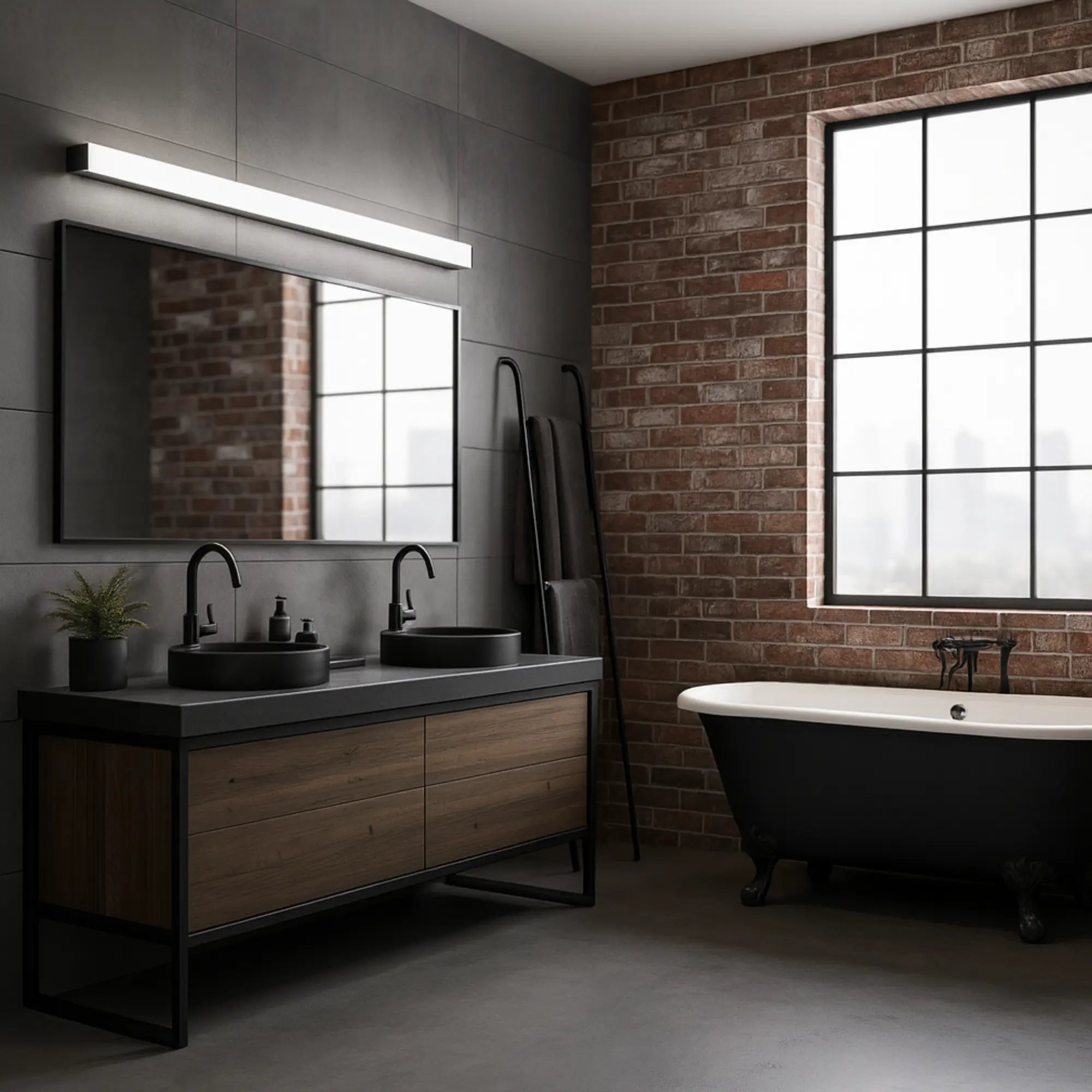 Applique murale salle de bain LED miroir design linéaire noir argent disponible tailles diverses