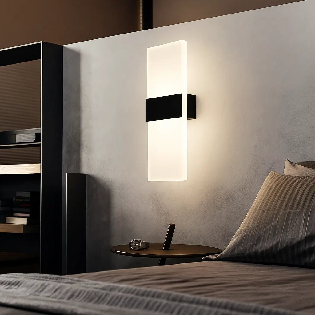 Applique murale en verre LED design rectangulaire métal brossé