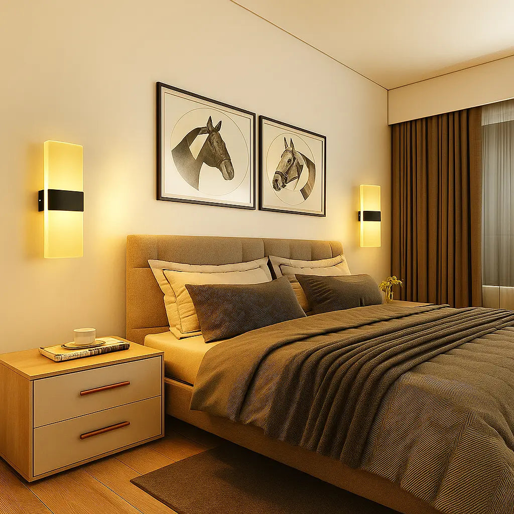 Applique murale dorée LED rectangulaire en métal brossé et acrylique