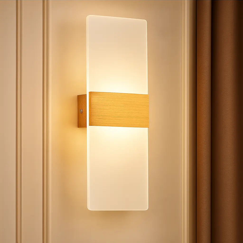 Applique murale en verre LED design rectangulaire métal brossé