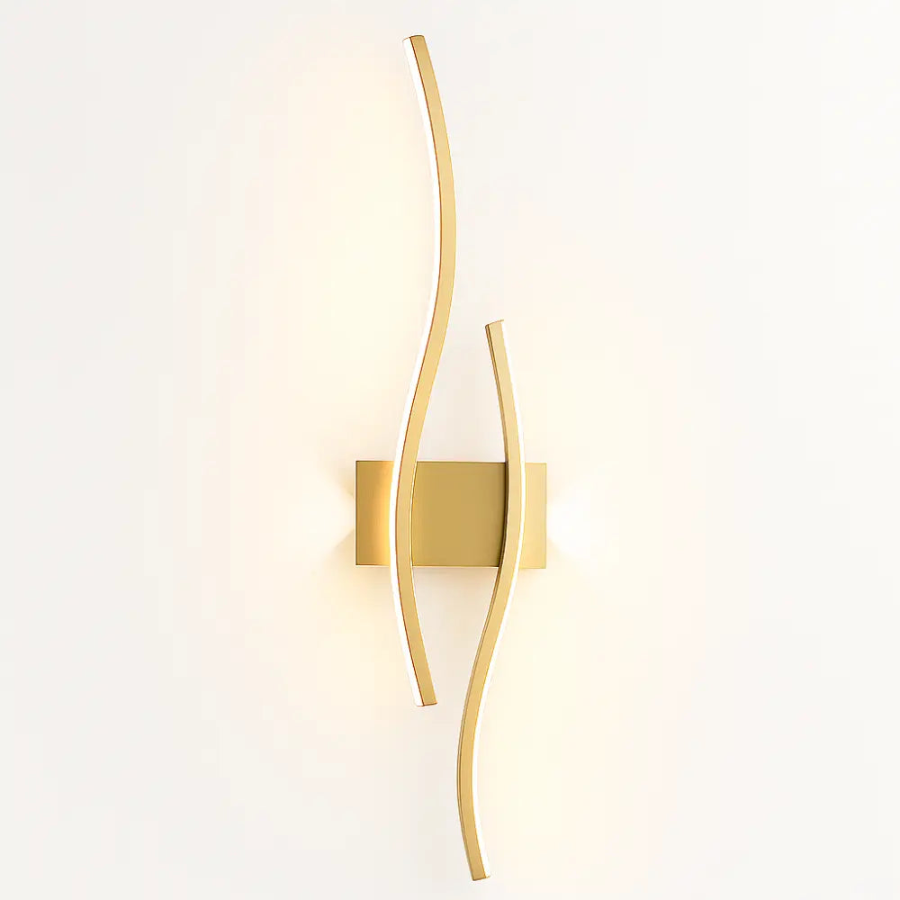 Applique murale dorée LED moderne incurvée en alliage métallique