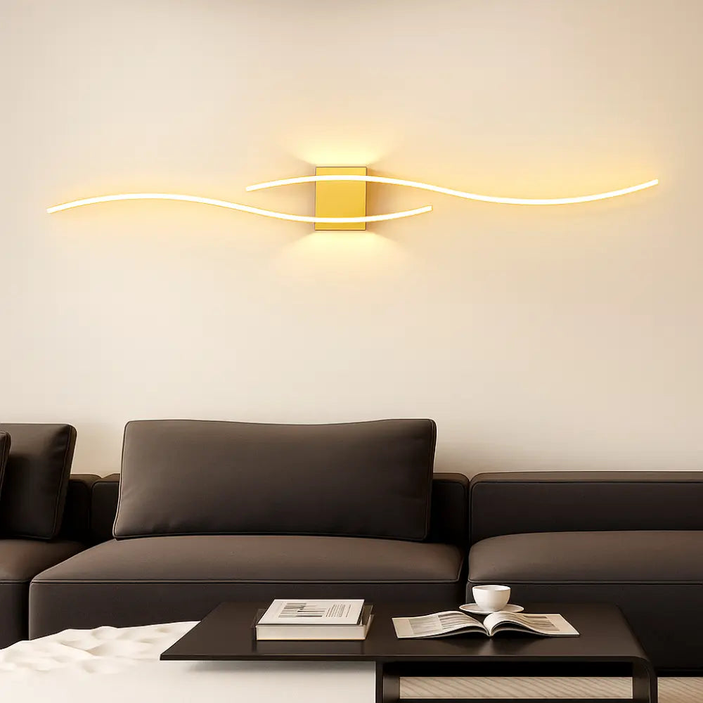 Applique murale dorée LED moderne incurvée en alliage métallique