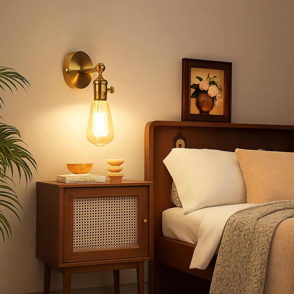 Applique murale dorée en métal avec design rétro vintage industriel