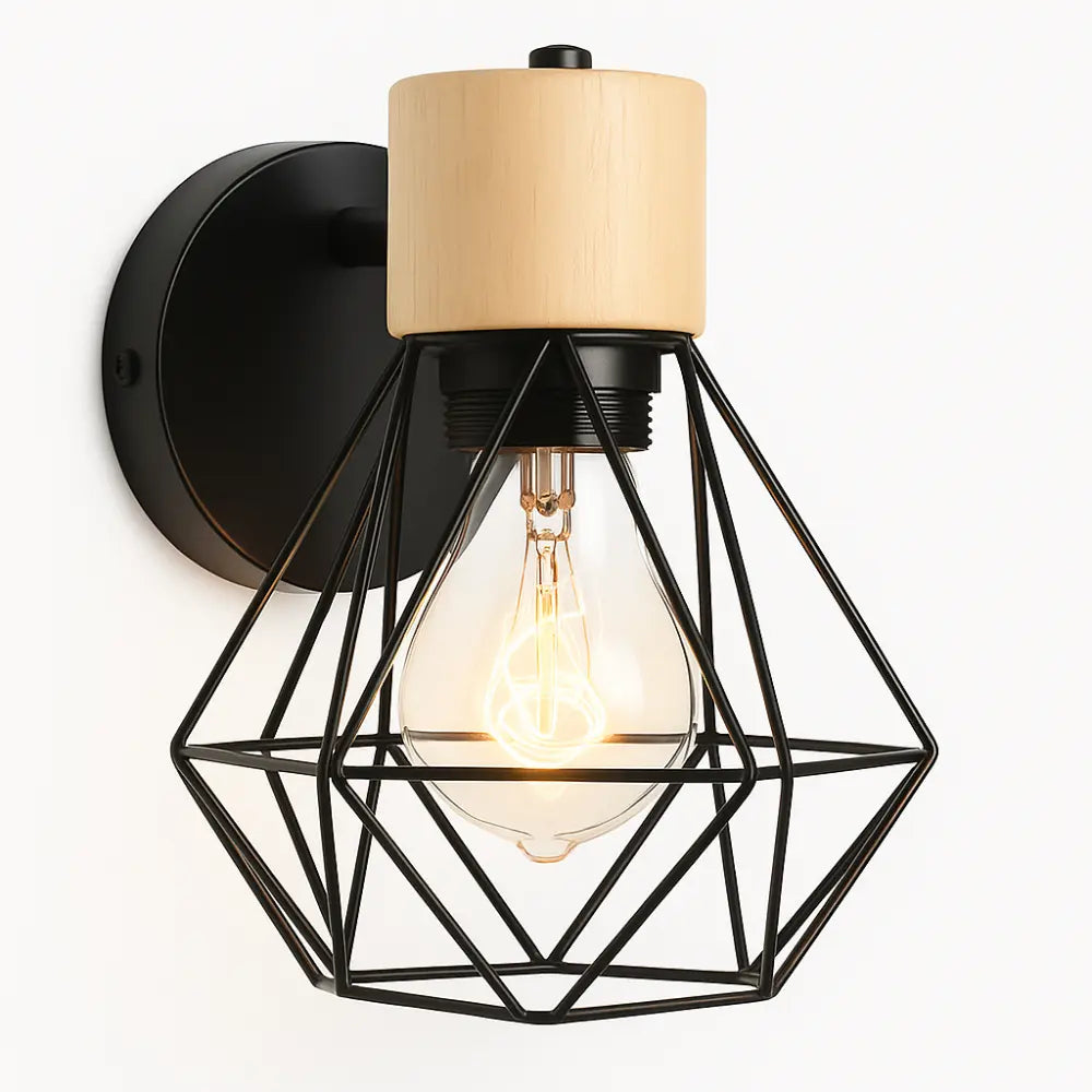 Applique murale bois design industriel métal géométrique ajustable