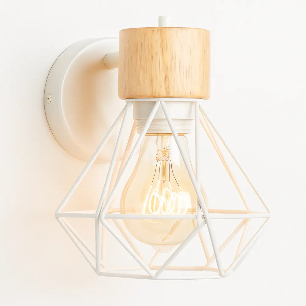 Applique murale bois design industriel métal géométrique ajustable