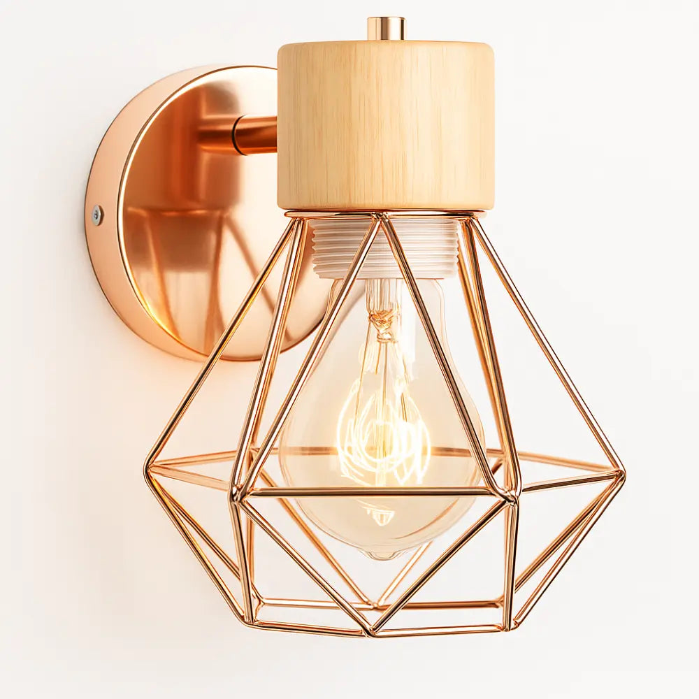 Applique murale bois design industriel métal géométrique ajustable