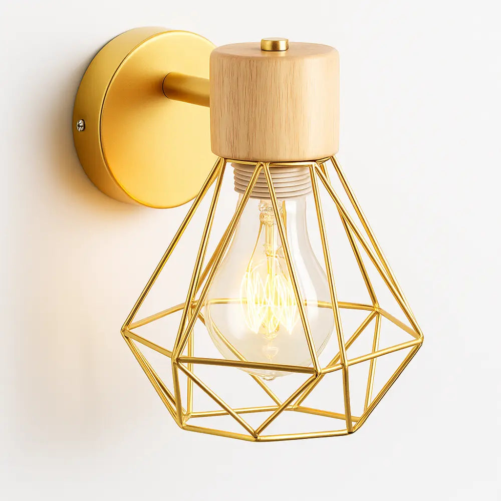 Applique murale bois design industriel métal géométrique ajustable