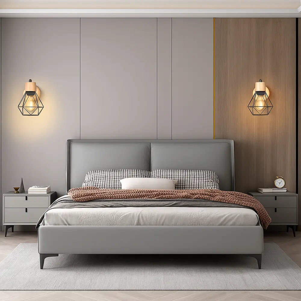 Applique murale bois design industriel métal géométrique ajustable