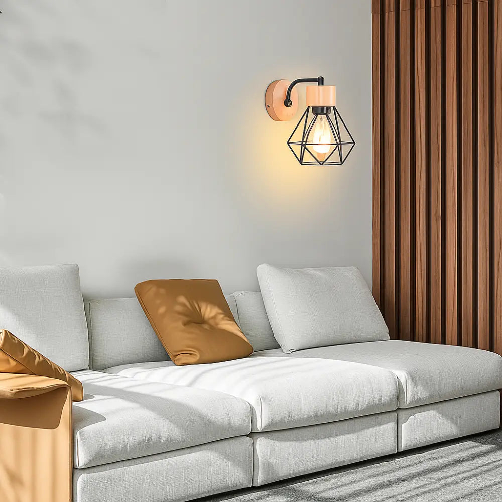 Applique murale bois design industriel métal géométrique ajustable