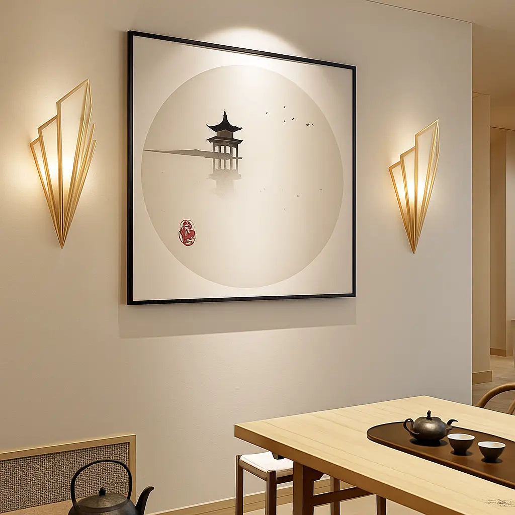 Applique murale dorée design géométrique éclairage LED métal robuste