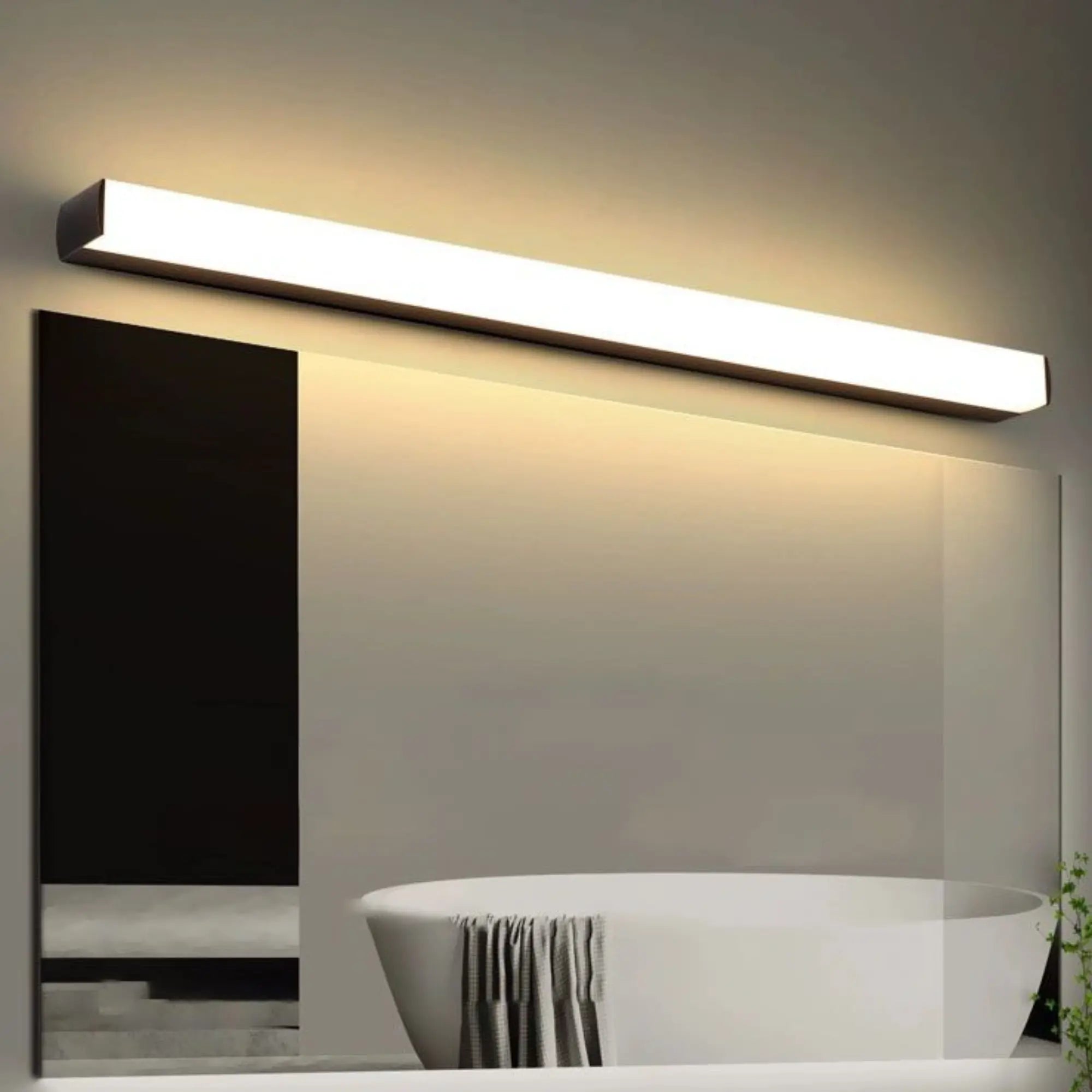 Applique murale salle de bain LED miroir design linéaire noir argent disponible tailles diverses